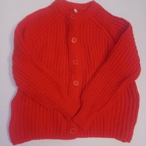 Amazon Chunky Knit Red Cardigan Valentine's Day Sz S
